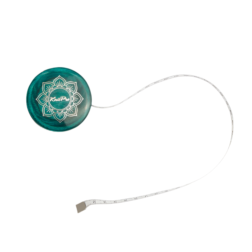 KnitPro Knitting Needles The Mindful Collection | Teal Retractable Wooden Tape Measure