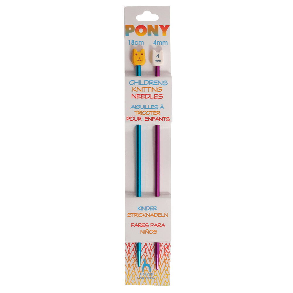 Pony Knitting Needles 4.00mm Pony | Children's Knitting Needles | Coloured Aluminium | 18cm