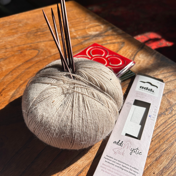 Addi knitting needles and wool