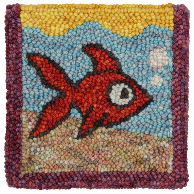 Punch needle rug with fish on it