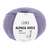 Ball of purple yarn with a Lang Yarns label on a white background