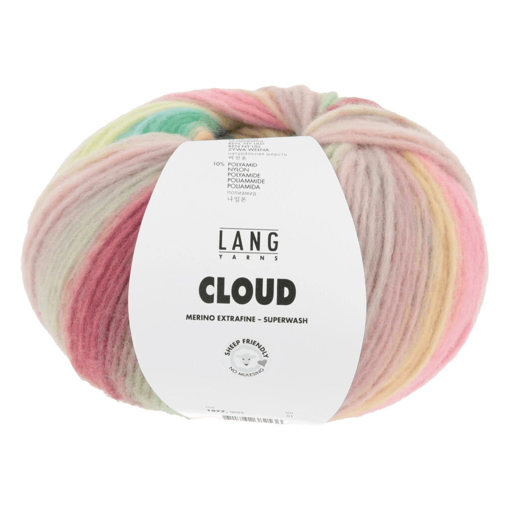 LANGYARNS Knitting Pattern 31 x 195 cm | 3 balls / yellow/green/turquoise/pink 1077.0029 Scarf Pattern Bundle in CLOUD by LANGYARNS | Punto 45-002