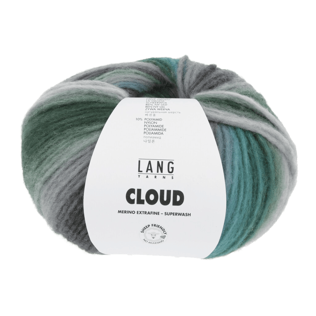 LANGYARNS Knitting Pattern 33 x 60 cm | 1 ball / turquoise/grey/black/green 1077.0030 Cowl Pattern Bundle in CLOUD by LANGYARNS | Punto 45-010