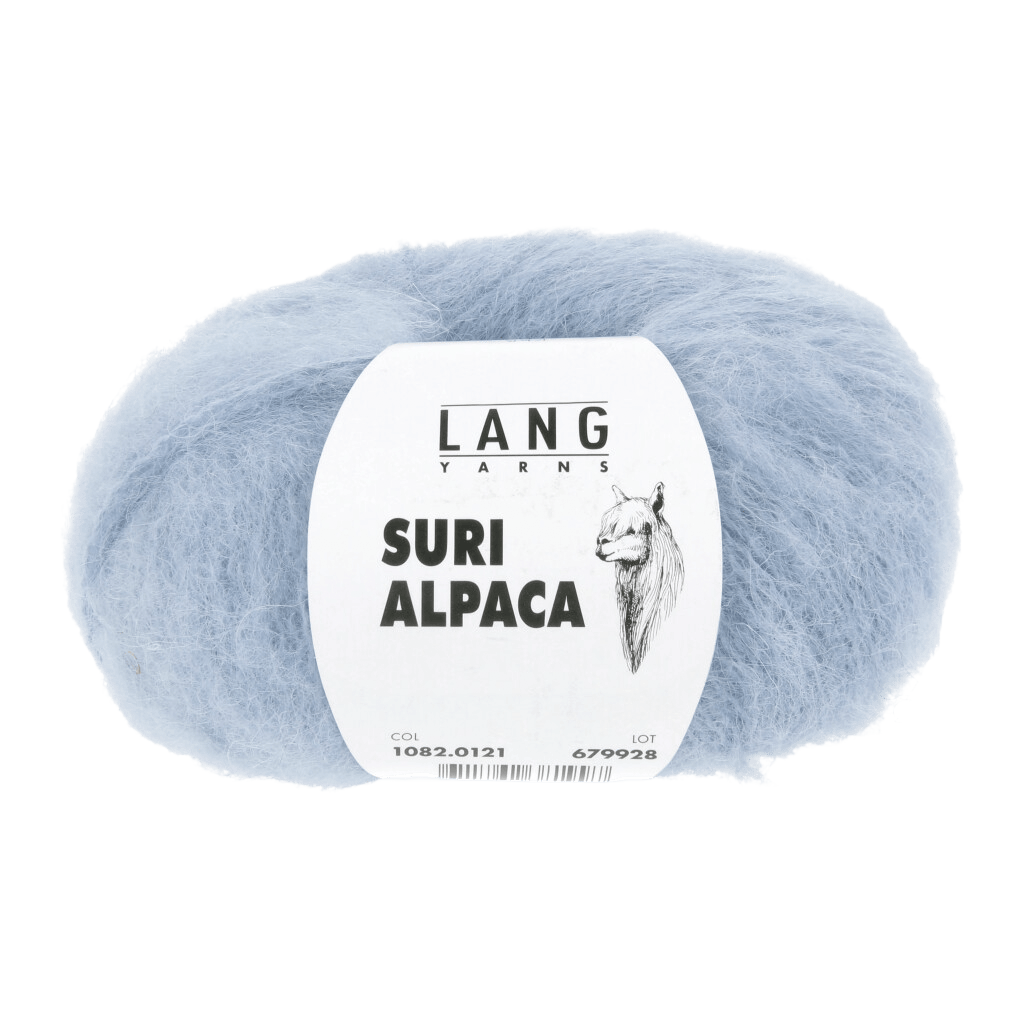 LANGYARNS Kit Knitting Pattern Small - Medium | 16 balls / Sky Blue 1082.0121 LAURE Sweater Pattern Bundle in Suri Alpaca by LANGYARNS | Punto 76-012