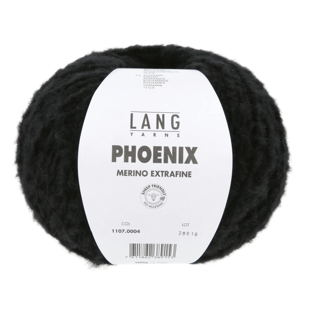 LANGYARNS Kit Knitting Pattern Large - X-Large | 4 balls / Black 1107.0004 LAURA Pattern Bundle in PHOENIX by LANGYARNS | Punto 65-001