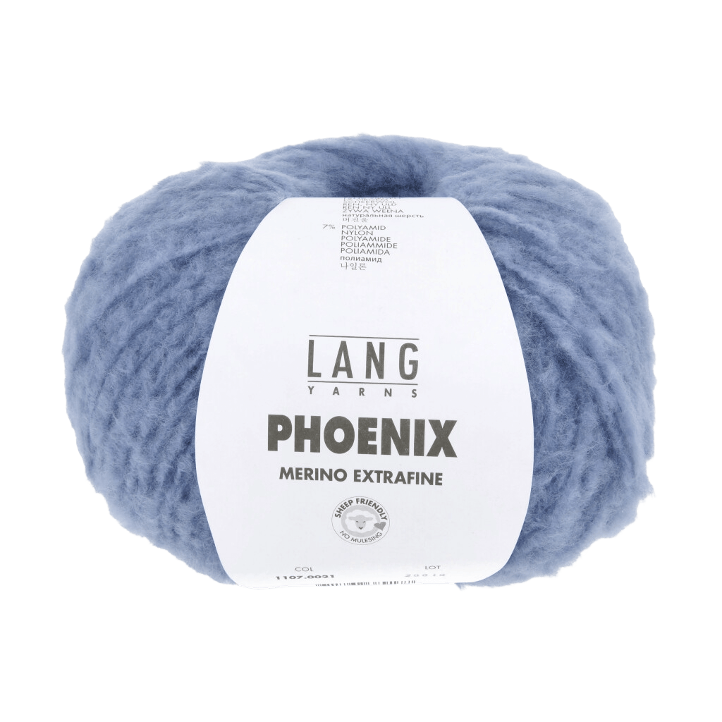 LANGYARNS Kit Knitting Pattern Approximately 34 x 35 cm | 1 ball / Sky Blue 1107.0021 SUE Muff Pattern Bundle in PHOENIX by LANGYARNS | Punto 65-009