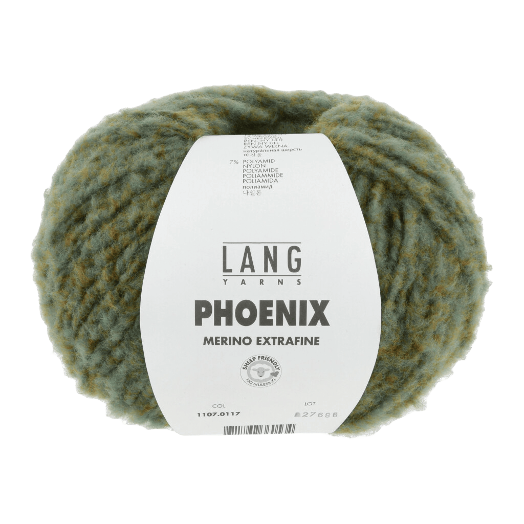 LANGYARNS Kits Knitting Pattern Small - Medium | 2 balls / green chante claire 1107.0117 DALMA Jacket Pattern Kit in PHOENIX CHANTE CLAIRE by LANGYARNS | Fatto a Mano 290-062