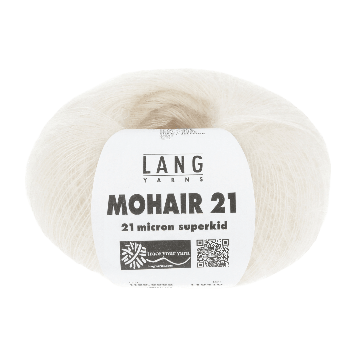 LANGYARNS Kit Knitting Pattern Small-Medium - 8 balls / egg white 1120.0002 Maelle Jacket Pattern Bundle in Mohair21 by LANGYARNS | Fatto a Mano 290-052