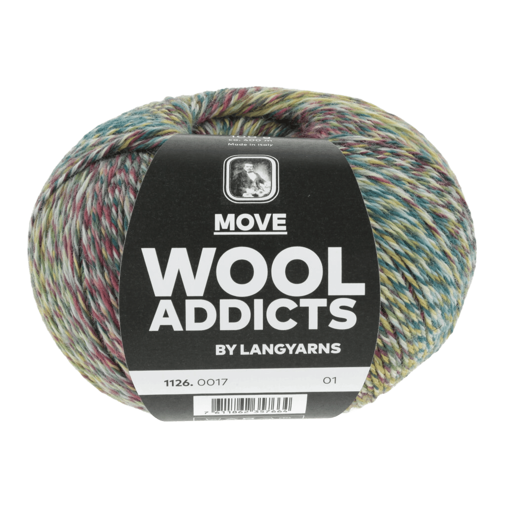Lang Yarns Knitting Pattern Small-Medium - 3 balls / GREEN/ANTHRACITE/PETROL/PURPLE 1126.0017 SEA LEVEL Cardigan Pattern Bundle in Move by LANGYARNS | WOOLADDICTS #17-032