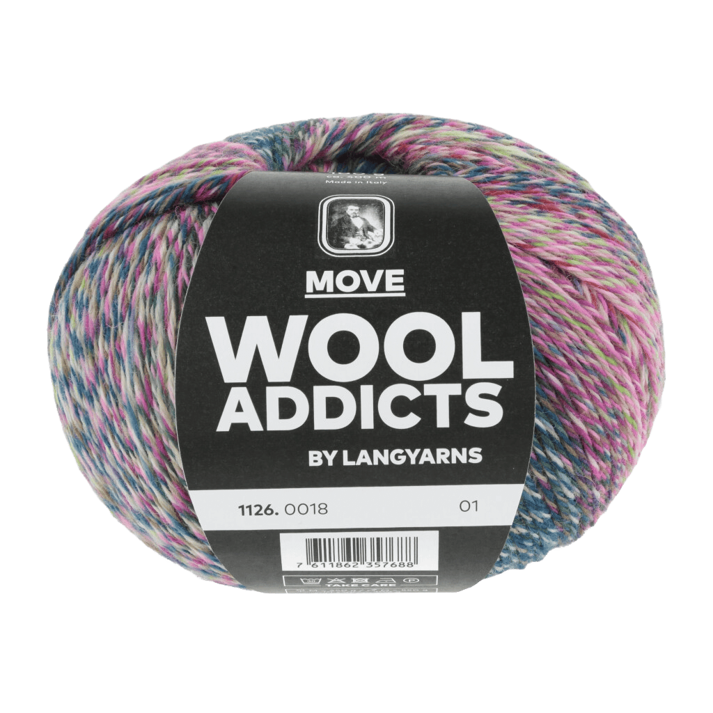 Lang Yarns Knitting Pattern Small-Medium - 3 balls / DARKGREEN/NEONGREEN/PINK/PETRO 1126.0018 SEA LEVEL Cardigan Pattern Bundle in Move by LANGYARNS | WOOLADDICTS #17-032