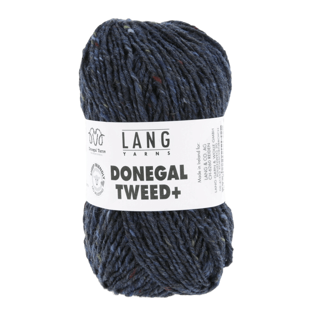 LANGYARNS Knitting Pattern Small-Medium - 13 balls / Steel Blue 1143.0010 VALENTIN Unisex sweater Pattern Bundle in DONEGAL TWEED+ by LANGYARNS | Punto 77-017