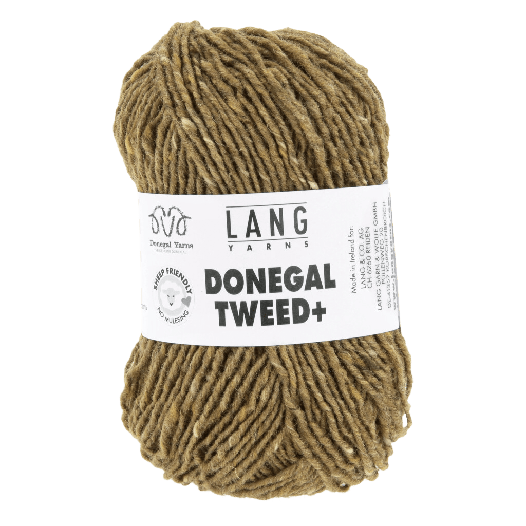 LANGYARNS Knitting Pattern L-XL - 14 balls / Brass 1143.0050 ODESSA Sweater Pattern Bundle in DONEGAL TWEED+ by LANGYARNS | Punto 77-006
