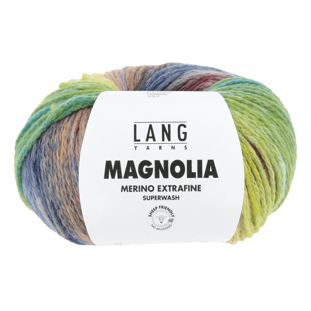 LANGYARNS Knitting Pattern One size | Bust 140cm Length 37cm - 3 balls / Lime / Yellow / Blue 1145.0015 TAKI Crocheted capelet Pattern Bundle in Magnolia by LANGYARNS | Punto 74-008