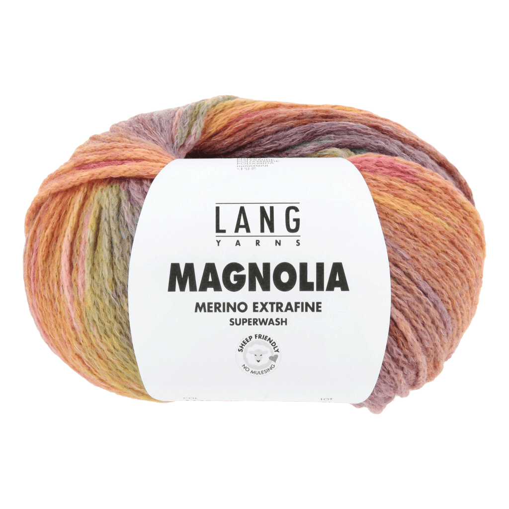 LANGYARNS Knitting Pattern 26 x 180 cm - 4 balls / Melon / Salmon / Ochre 1145.0017 KAREN Crochet Scarf Pattern Bundle in Magnolia by LANGYARNS | Punto 74-004