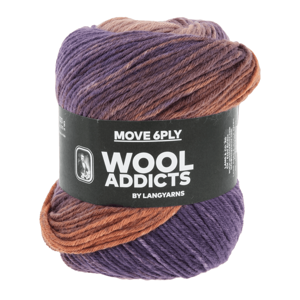 LANGYARNS Kit Knitting Pattern Small | 3 balls / ROYAL PURPLE / ORANGE / SAND 1146.0012 BORN TO MOVE Gilet Pattern Bundle in Move 6ply by LANGYARNS | Punto 79-005