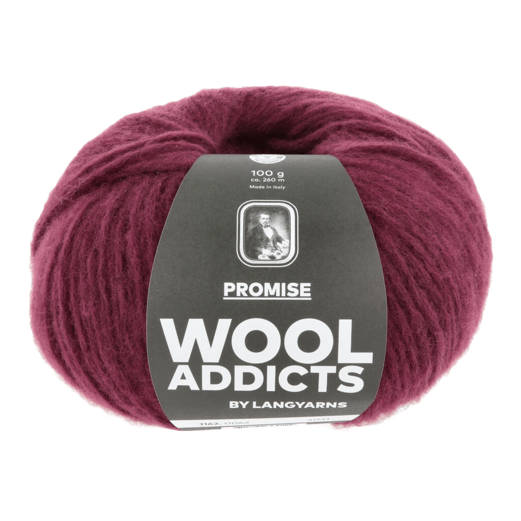 LANGYARNS Kit Knitting Pattern Small - Large | 4 balls / WINE 1162.0062 CONTINUUM Sweater Pattern Bundle in Promise by LANGYARNS | WOOLADDICTS #17-002