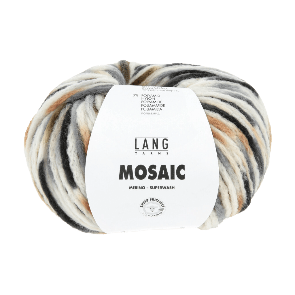LANGYARNS Kit Knitting Pattern Large - X-Large | 10 balls / Off-White / Grey / Olive / Brick 1165.0009 GWEN Jacket Pattern Bundle in Mosaic by LANGYARNS | Punto 84-044