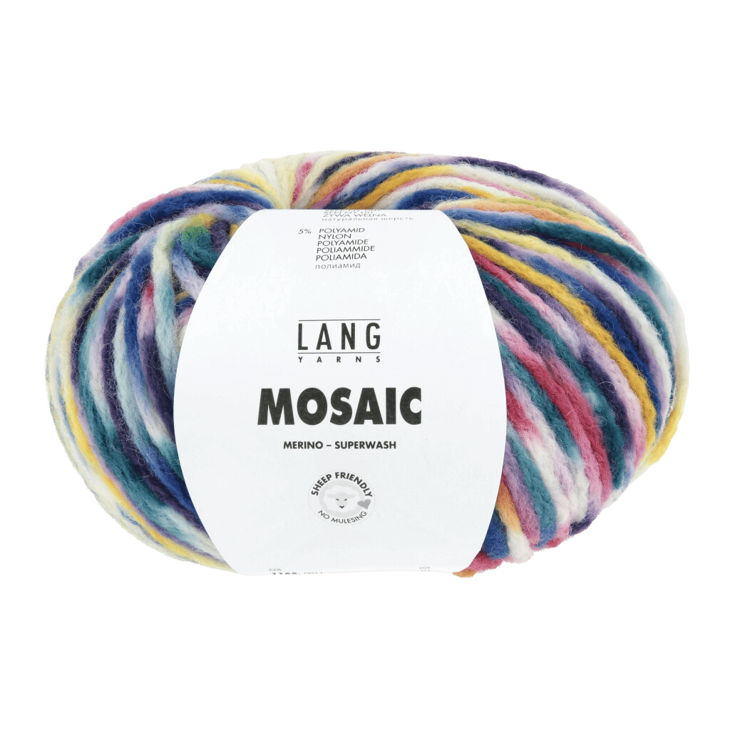 LANGYARNS Kit Knitting Pattern Large - X-Large | 4 balls / Mauve / Petrol / Royal Blue / Violet 1165.0011 LIA Cropped Top Pattern Bundle in Mosaic by LANGYARNS | Punto 84-043