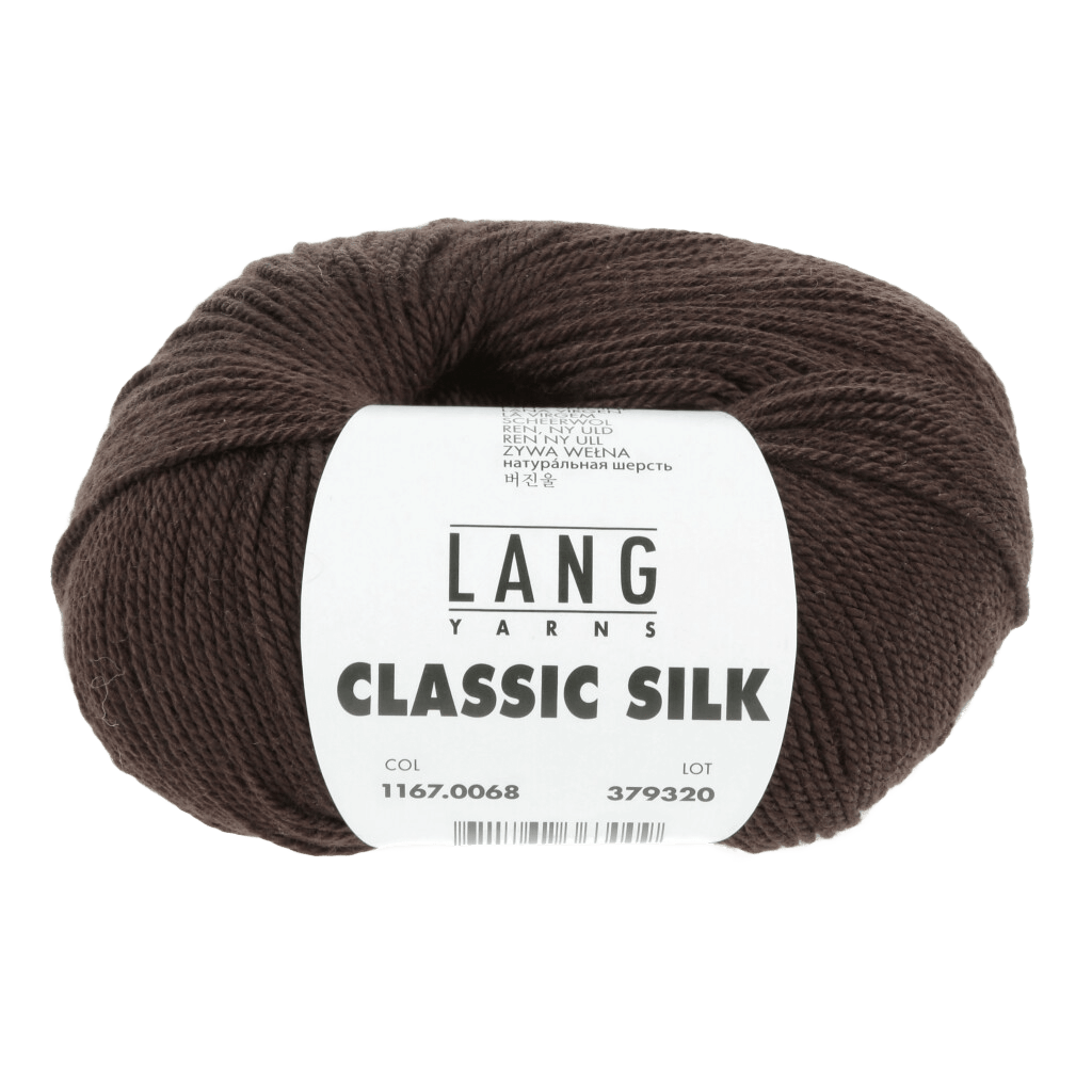 LANGYARNS Kits Knitting Pattern Small - Medium | 9 balls / dark brown 1167.0068 ANUK Cardigan Pattern Kit in CLASSIC SILK by LANGYARNS | Fatto a Mano 290-023