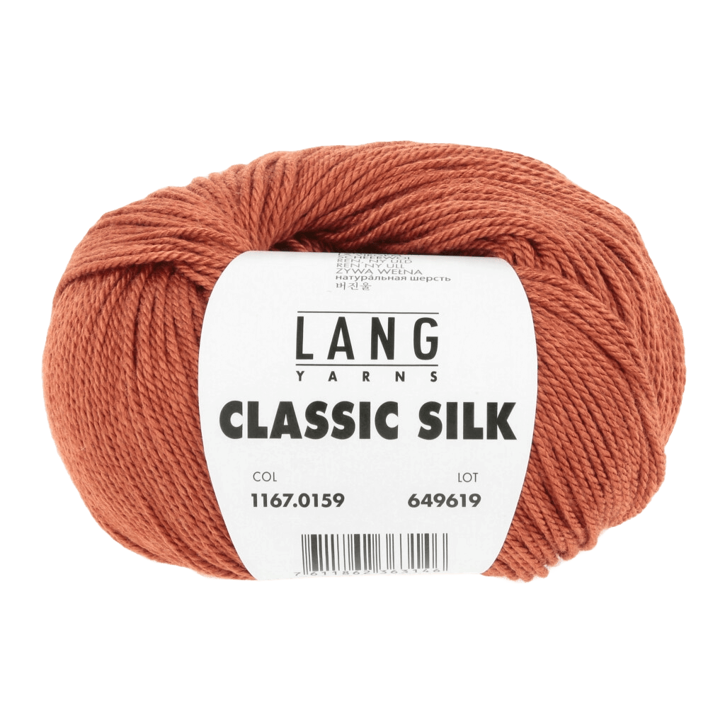 LANGYARNS Kits Knitting Pattern Small - Medium | 9 balls / dark orange 1167.0159 ANUK Cardigan Pattern Kit in CLASSIC SILK by LANGYARNS | Fatto a Mano 290-023