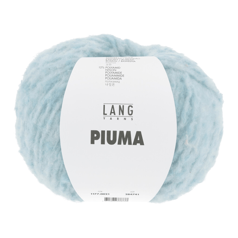 LANGYARNS Kits Knitting Pattern Approximately 160cm circumference 60cm long | 5 balls / light blue 1177.0021 ORABELLA Poncho Pattern Kit in PIUMA by LANGYARNS | Fatto a Mano 290-039