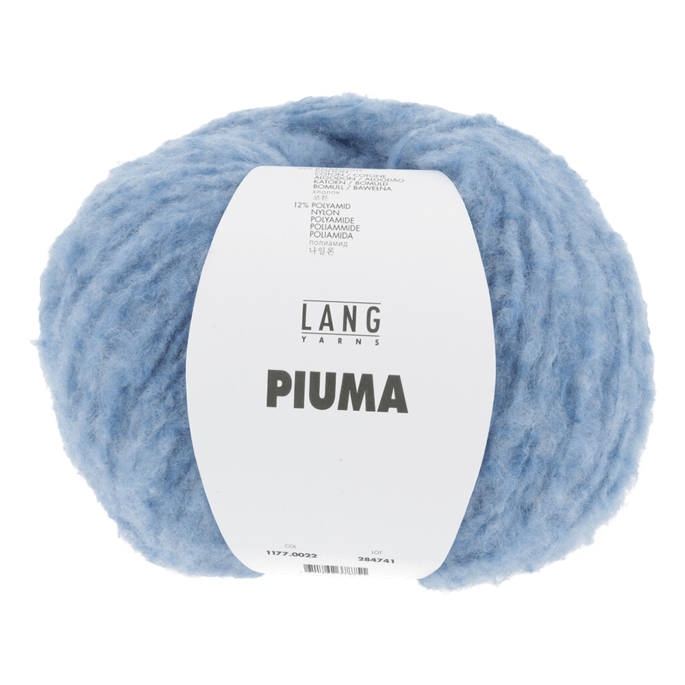 LANGYARNS Kits Knitting Pattern Small | 4 balls / blue 1177.0022 KIMIA Vest Pattern Kit in PIUMA by LANGYARNS | Fatto a Mano 290-038