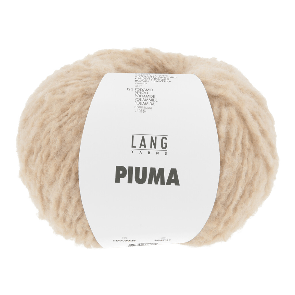 LANGYARNS Kits Knitting Pattern Approximately 160cm circumference 60cm long | 5 balls / beige 1177.0026 ORABELLA Poncho Pattern Kit in PIUMA by LANGYARNS | Fatto a Mano 290-039