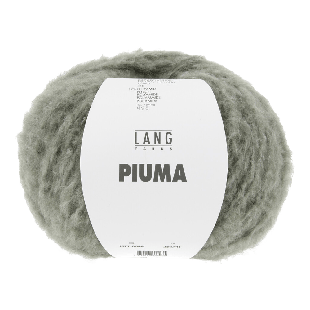 LANGYARNS Kits Knitting Pattern Approximately 160cm circumference 60cm long | 5 balls / olive 1177.0098 ORABELLA Poncho Pattern Kit in PIUMA by LANGYARNS | Fatto a Mano 290-039