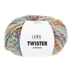 LANGYARNS Kit Knitting Pattern Small-Medium - 5 balls / light blue/orange/lavender 1184.0001 OSANNA Cardigan Pattern Bundle in Twister by LANGYARNS | Punto 95-001