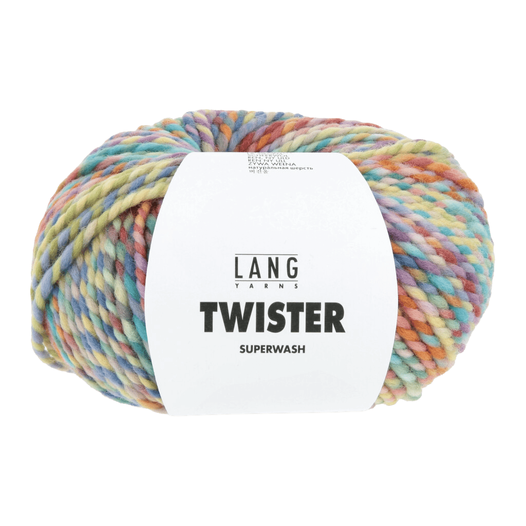 LANGYARNS Kit Knitting Pattern Small-Medium - 5 balls / light blue/orange/lavender 1184.0001 OSANNA Cardigan Pattern Bundle in Twister by LANGYARNS | Punto 95-001