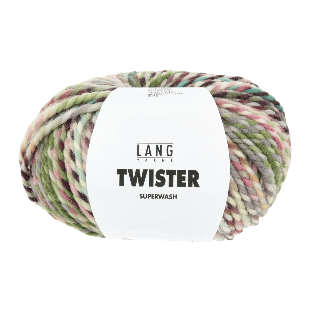 LANGYARNS Kit Knitting Pattern Small-Medium - 5 balls / turquoise/green/aubergine 1184.0003 OSANNA Cardigan Pattern Bundle in Twister by LANGYARNS | Punto 95-001