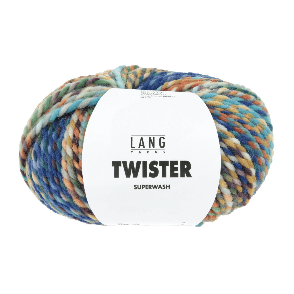 LANGYARNS Kit Knitting Pattern Small-Medium - 5 balls / marine/green/orange 1184.0005 OSANNA Cardigan Pattern Bundle in Twister by LANGYARNS | Punto 95-001
