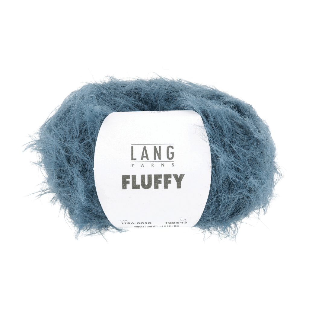LANGYARNS Kit Knitting Pattern Approximately 20 x 230 cm | 3 balls / steel blue 1186.0010 Febe Scarf Pattern Bundle in Fluffy by LANGYARNS | Fatto a Mano 290-031