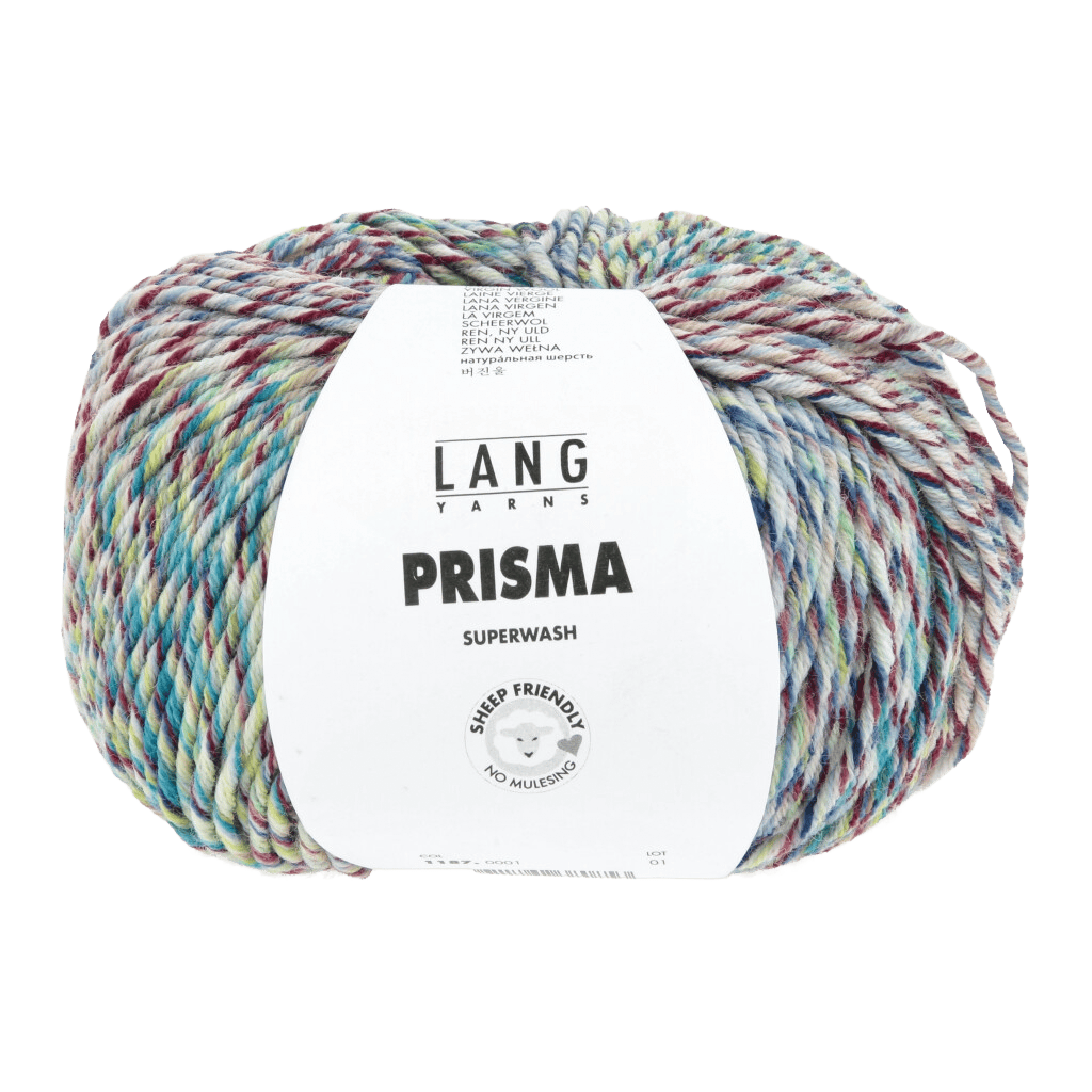 LANGYARNS Kit Knitting Pattern Small-Medium - 10 balls / light green/burgundy/baby blue 1187.0001 ALLEY Sweater Pattern Bundle in Prisma by LANGYARNS | Punto 96-001