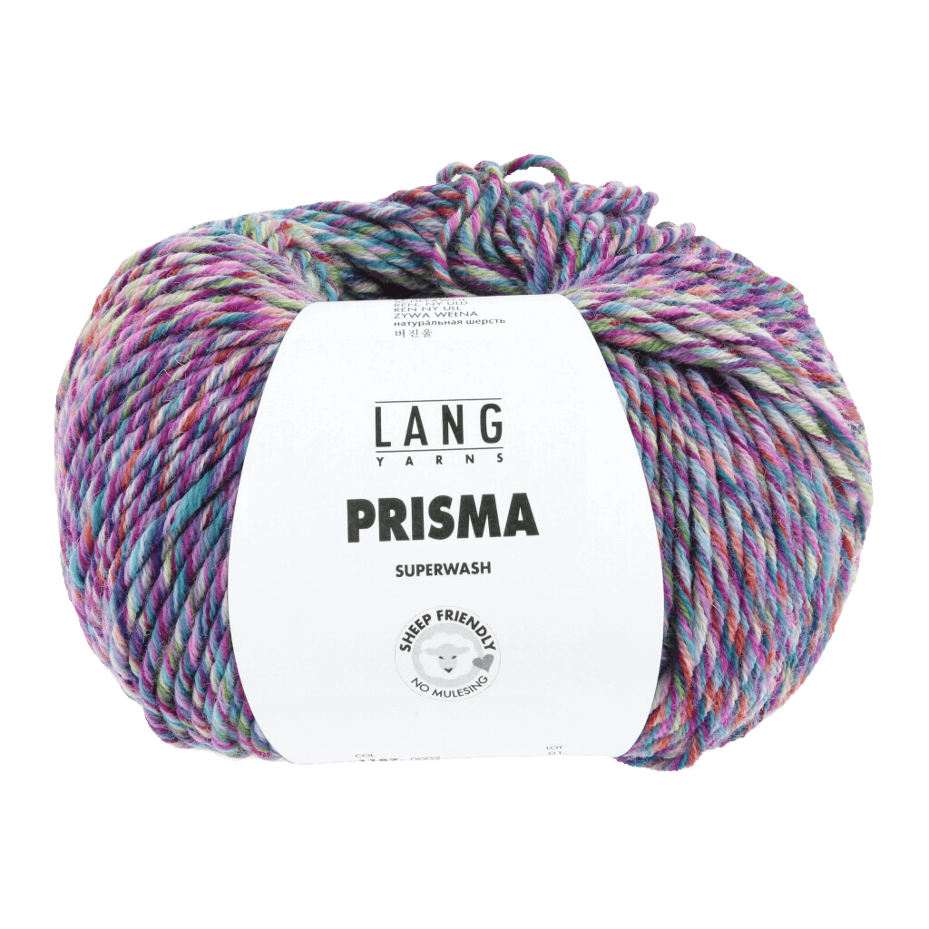 LANGYARNS Kit Knitting Pattern Small-Medium - 10 balls / dark purple/petrol/orange 1187.0002 ALLEY Sweater Pattern Bundle in Prisma by LANGYARNS | Punto 96-001