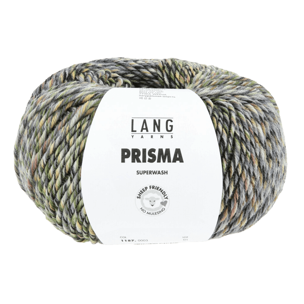 LANGYARNS Kit Knitting Pattern Small-Medium - 10 balls / black/light green/grey 1187.0003 ALLEY Sweater Pattern Bundle in Prisma by LANGYARNS | Punto 96-001