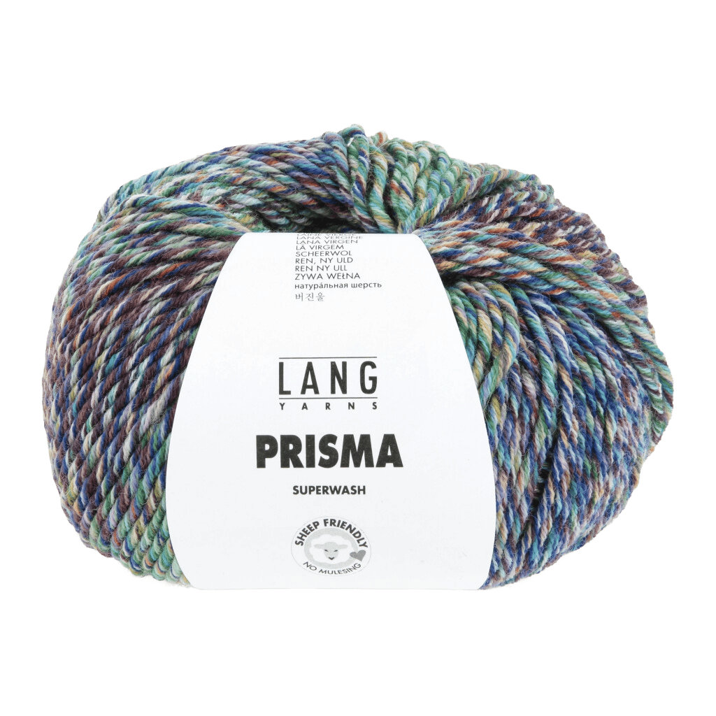 LANGYARNS Kit Knitting Pattern Small-Medium - 10 balls / royal/light turquoise/green 1187.0004 ALLEY Sweater Pattern Bundle in Prisma by LANGYARNS | Punto 96-001