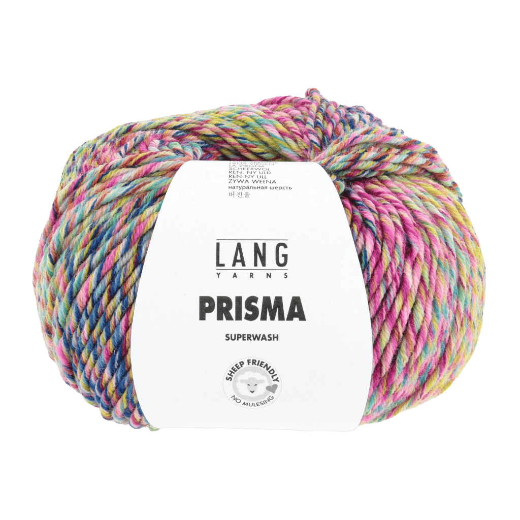 LANGYARNS Kit Knitting Pattern Small-Medium - 10 balls / hot pink/neon yellow/royal 1187.0006 ALLEY Sweater Pattern Bundle in Prisma by LANGYARNS | Punto 96-001