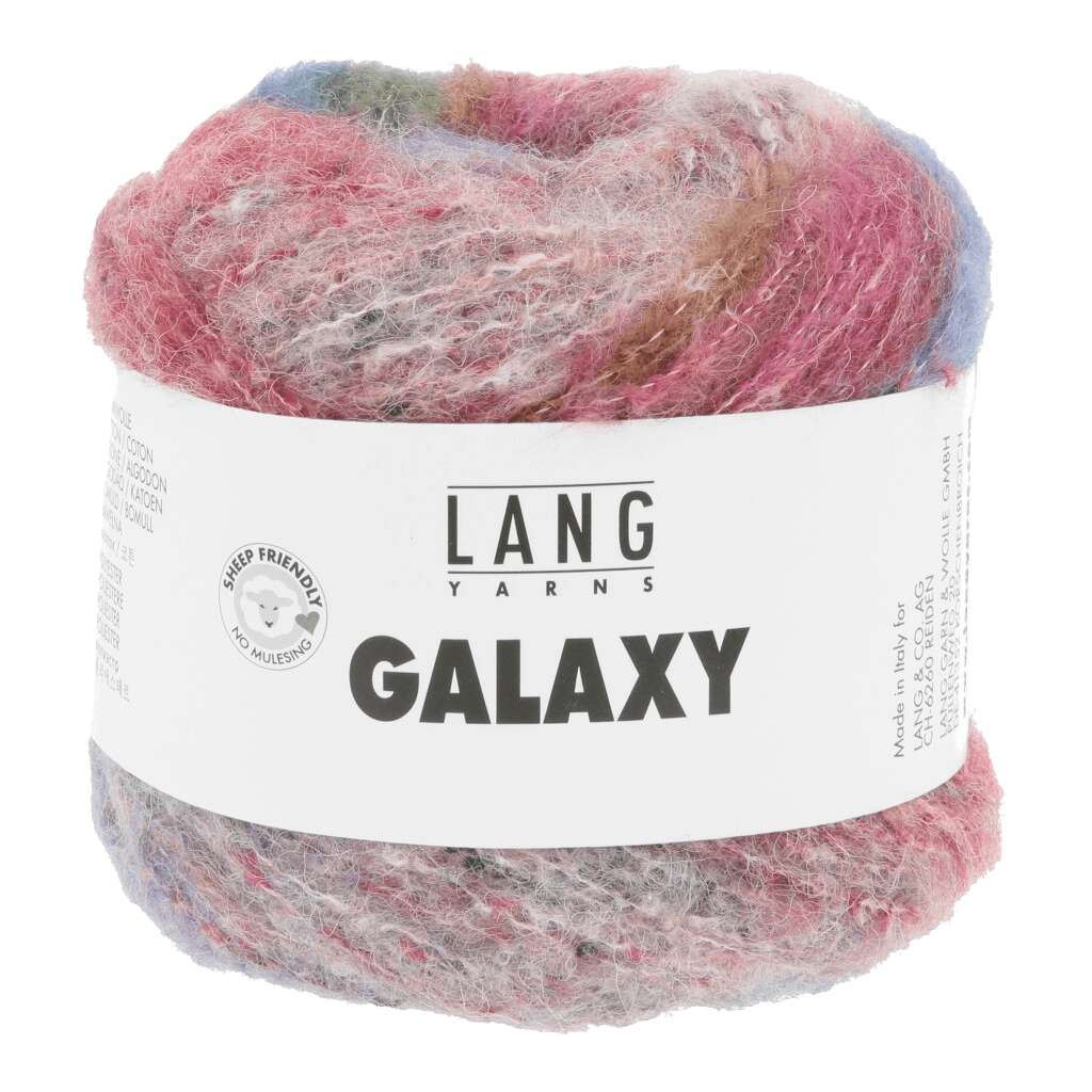 LANGYARNS Kit Knitting Pattern Small-Medium - 8 balls / blue/red/pink 1189.0003 GALINA Cardigan Pattern Bundle in Galaxy by LANGYARNS | Punto 98-001