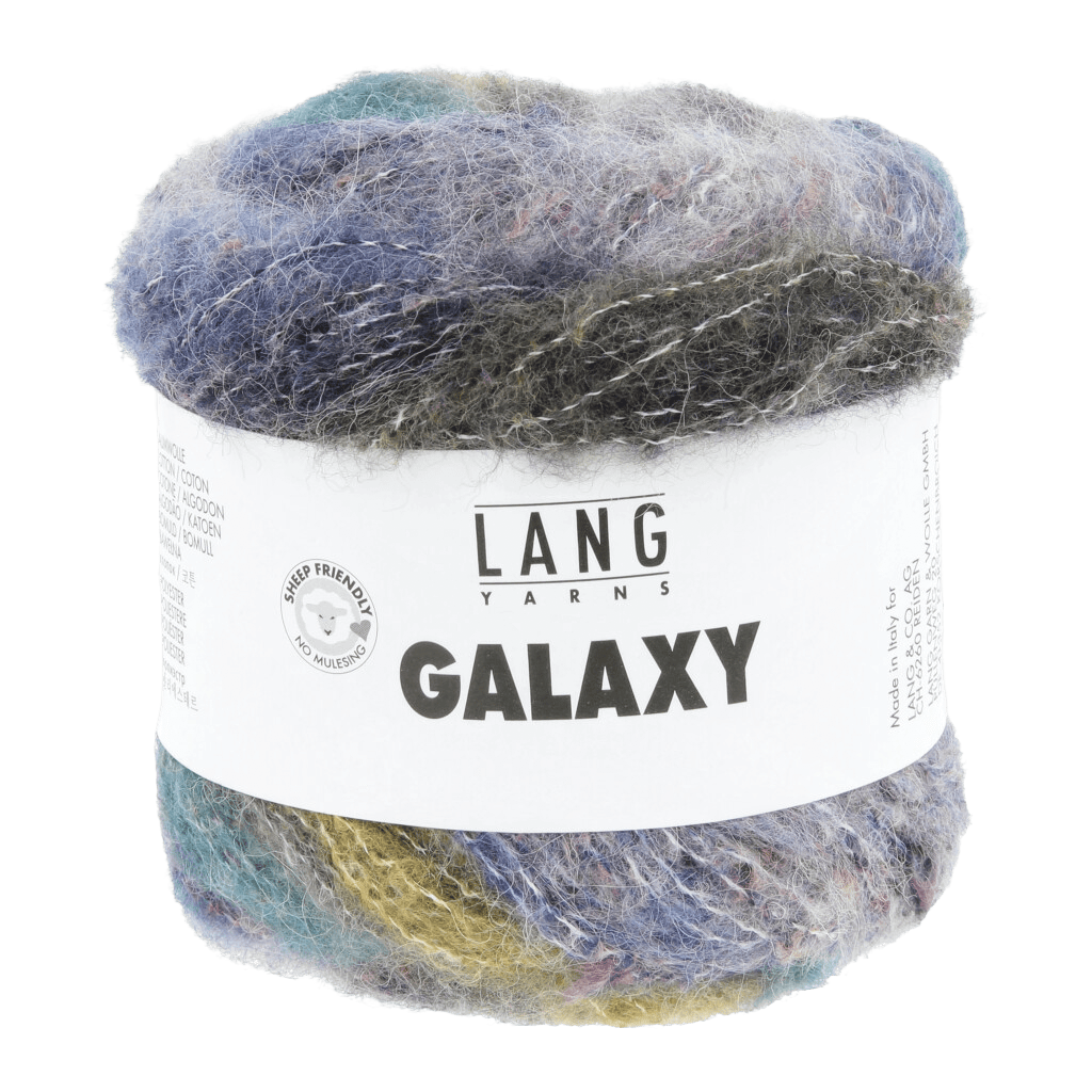 LANGYARNS Kit Knitting Pattern Small-Medium - 8 balls / grey/blue/yellow 1189.0004 GALINA Cardigan Pattern Bundle in Galaxy by LANGYARNS | Punto 98-001