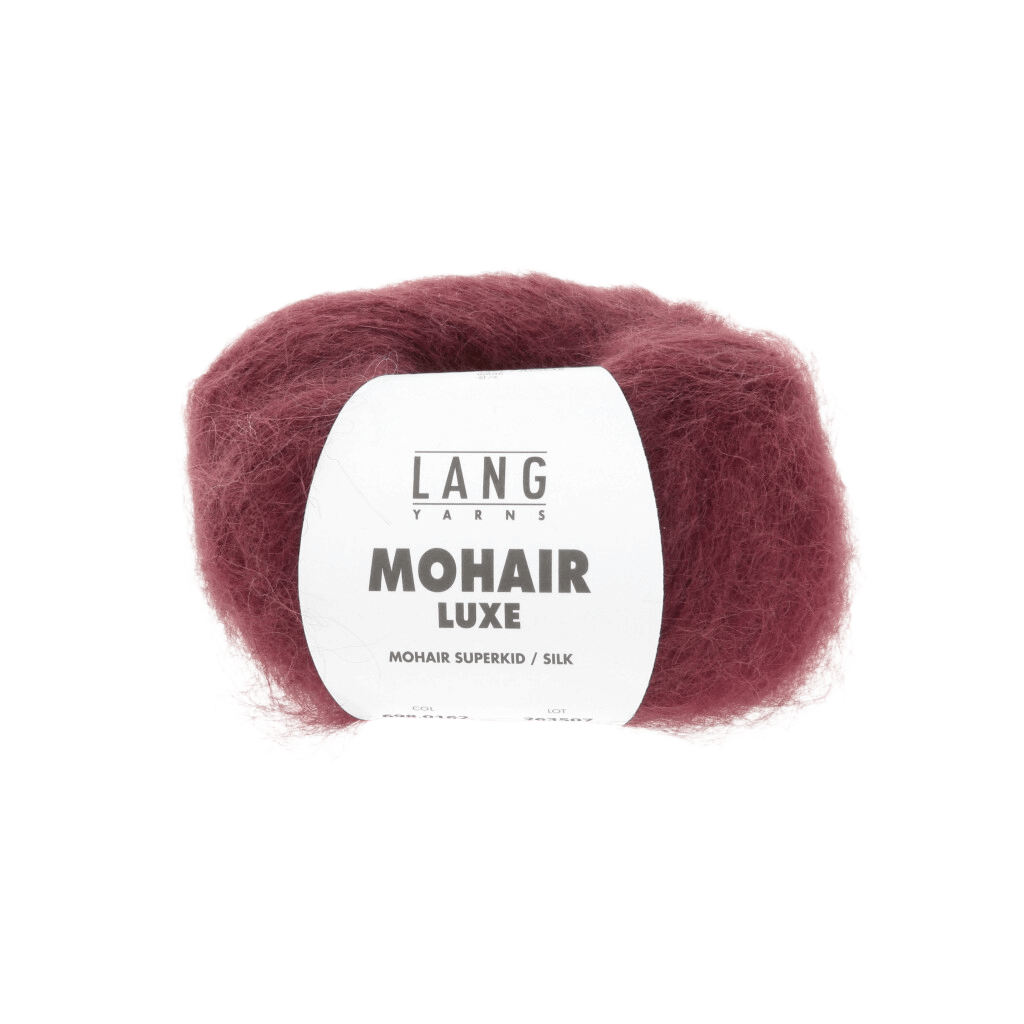 LANGYARNS Kits Knitting Pattern Medium - Large | 10 balls / wine red 698.0162 TEMPERANCE Top-down Sweater Pattern Kit in MOHAIR LUXE by LANGYARNS | Fatto a Mano 286-039