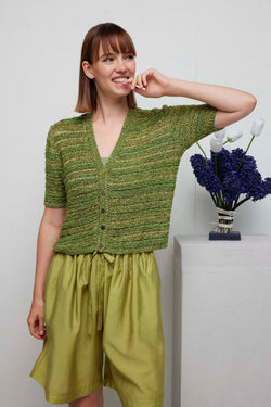 LANGYARNS Kits Knitting Pattern Small - Medium | 4 balls 1179.0097 | 6 balls 39.0098 TESS Cardigan Pattern Kit in BELLE & PAILLETTES by LANGYARNS | Fatto a Mano 288-007