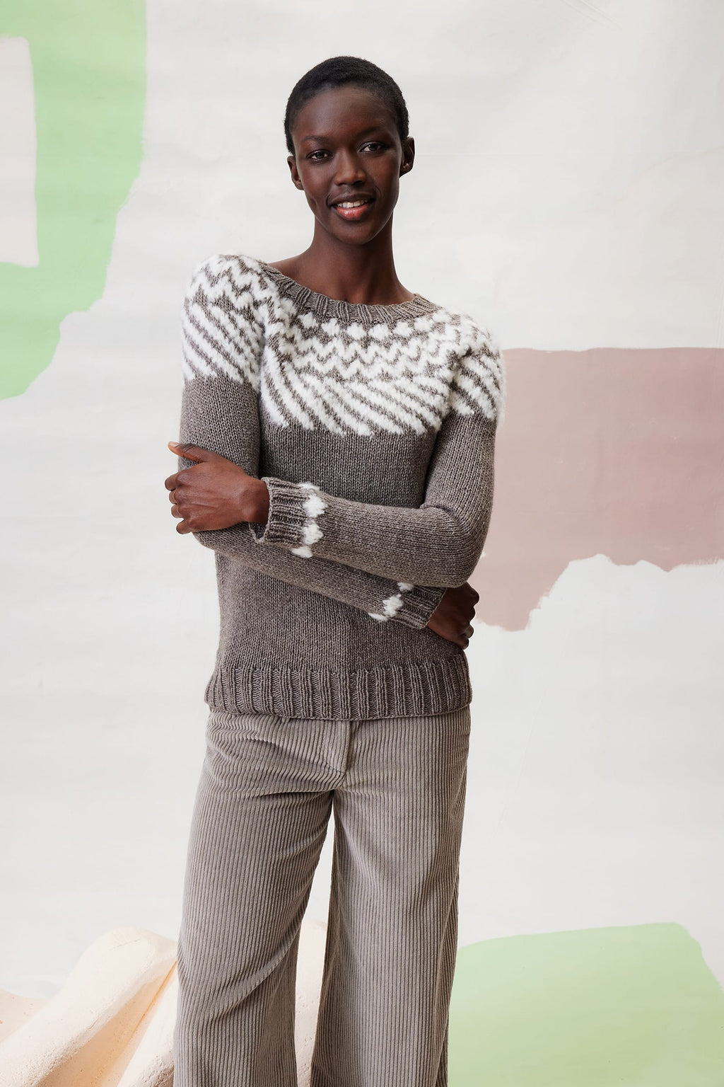 LANGYARNS Kit Knitting Pattern Bust 92cm Length 60cm | 7 balls 1103.0026 | 1 ball 1171.0094 Calla Sweater Pattern Bundle in Yak & Avalon by LANGYARNS | Fatto a Mano 290-034