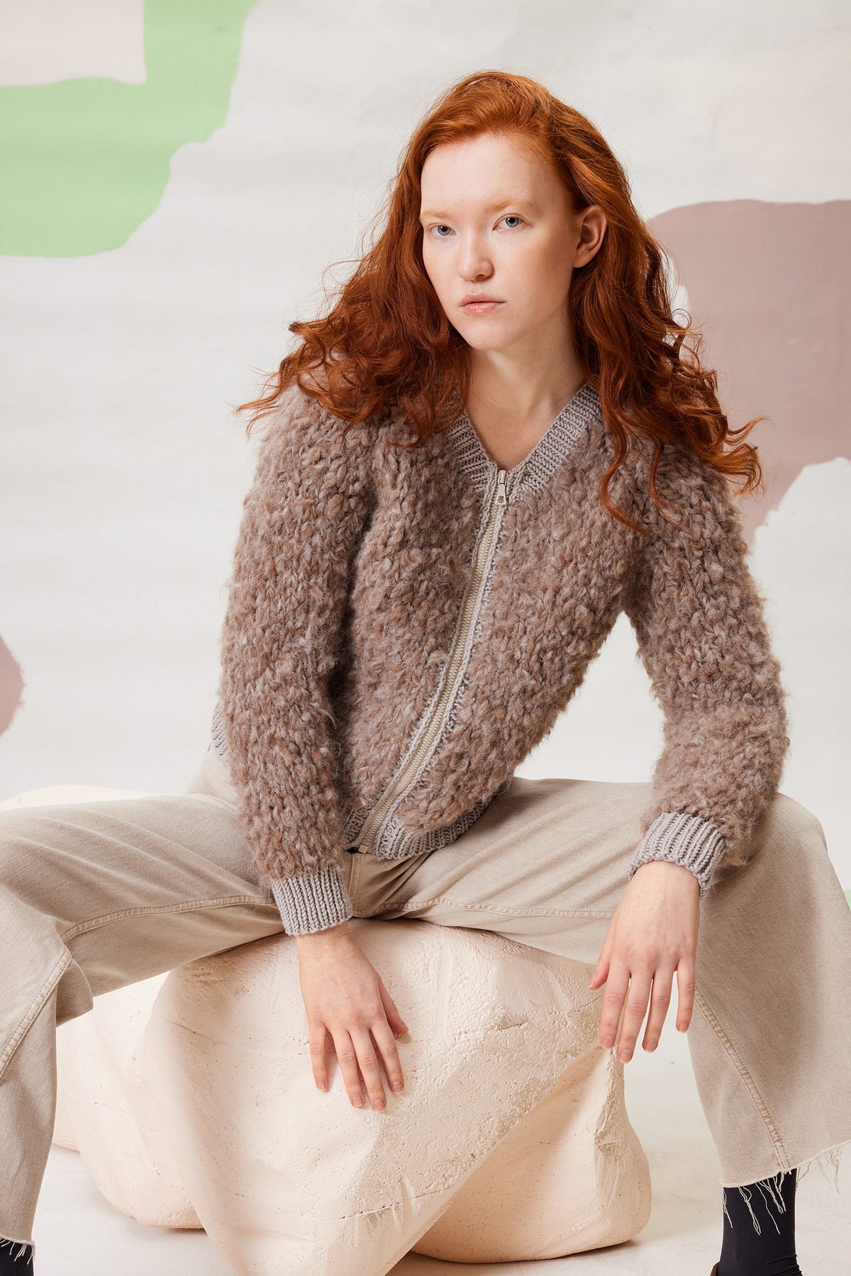 LANGYARNS Kit Knitting Pattern Small | 6 balls 118.0096 | 3 balls 733.0096 Perdita Bomber jacket Pattern Bundle in Shirley & Merino70 by LANGYARNS | Fatto a Mano 290-043