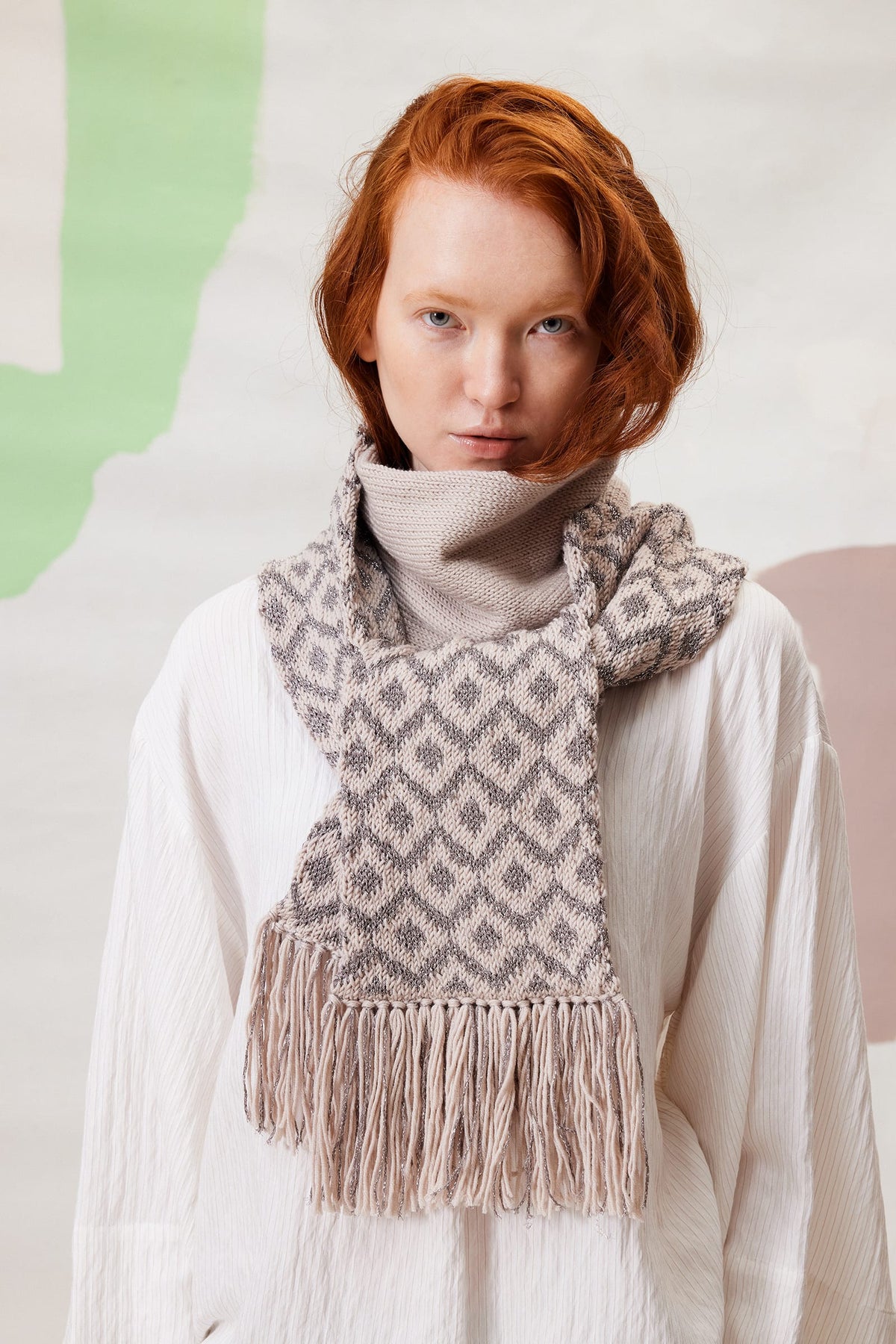 LANGYARNS Kit Knitting Pattern Yara Scarf Pattern Bundle in Merino120/Lame Soft by LANGYARNS | Fatto a Mano 290-045