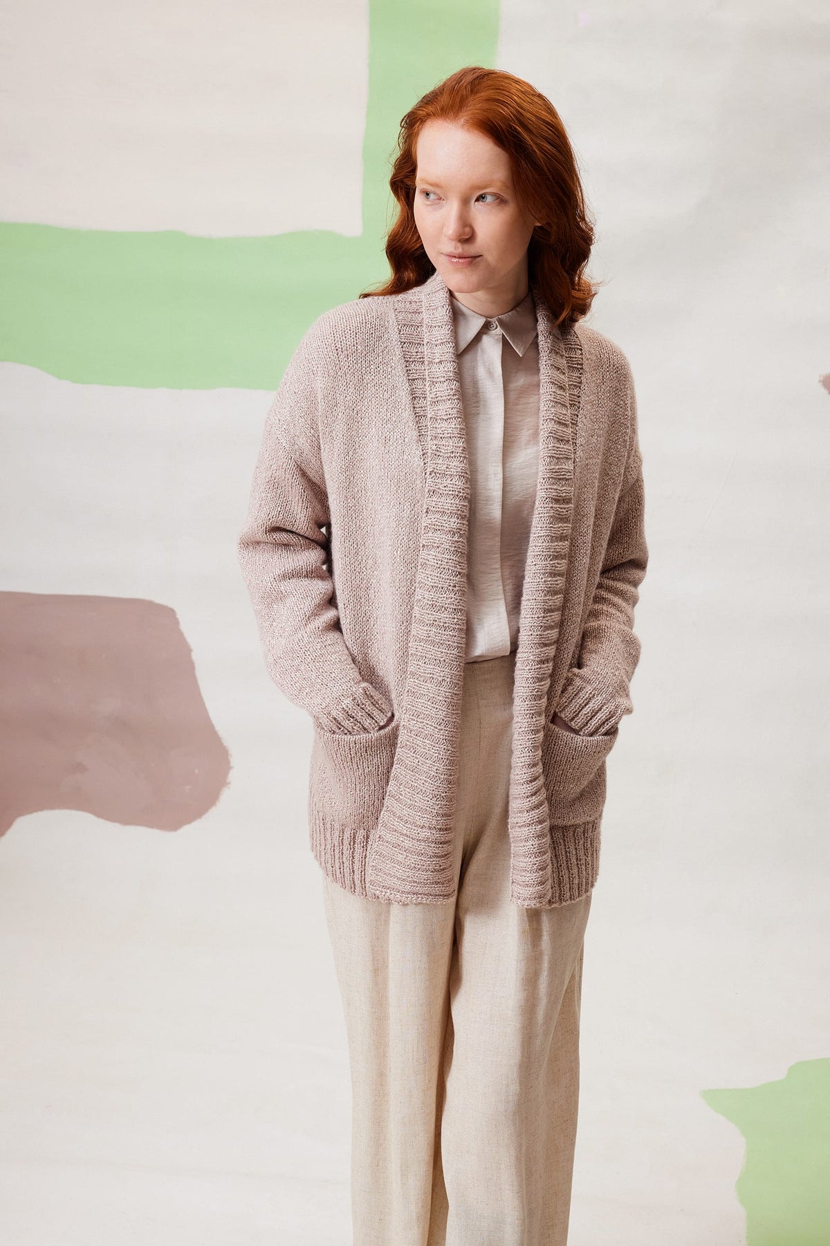 LANGYARNS Kit Knitting Pattern Small - Medium | 12 balls / light dusky pink 1191.0048 Moira Jacket Pattern Bundle in Luma by LANGYARNS | Fatto a Mano 290-047