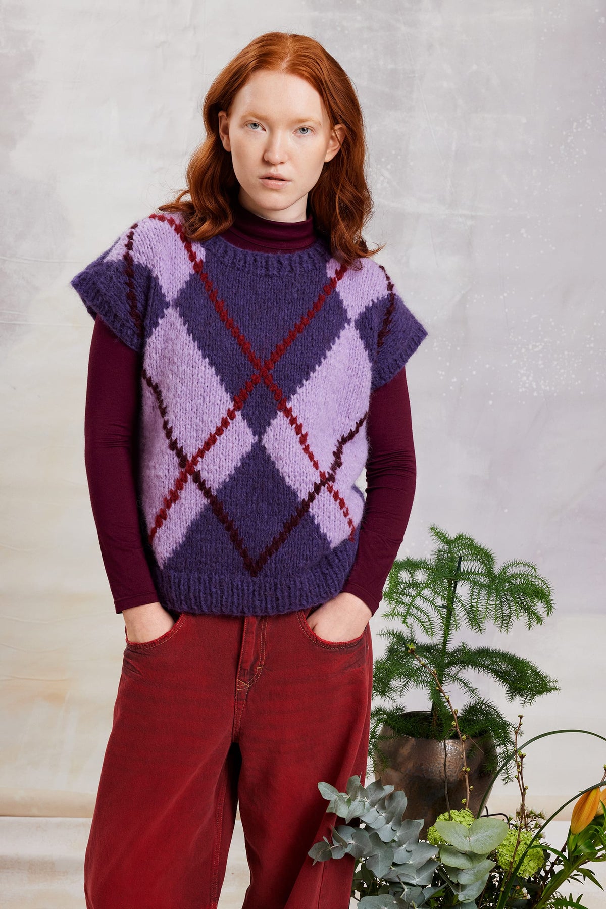 LANGYARNS Kit Knitting Pattern Bust 112cm Length 60cm | - 3 balls 1170.0090 | 1 ball 1170.0064 | 1 ball 1170.0046 | 1 ball 1170.0062 Risha Slipover Pattern Bundle in Baby Lama by LANGYARNS | Fatto a Mano 290-059