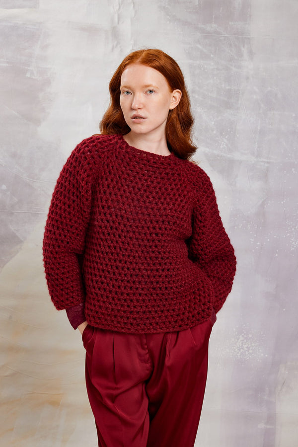 TAMIRA Crochet Sweater top down Pattern Kit in MALOU LIGHT by LANGYARNS | Fatto a Mano 290-065