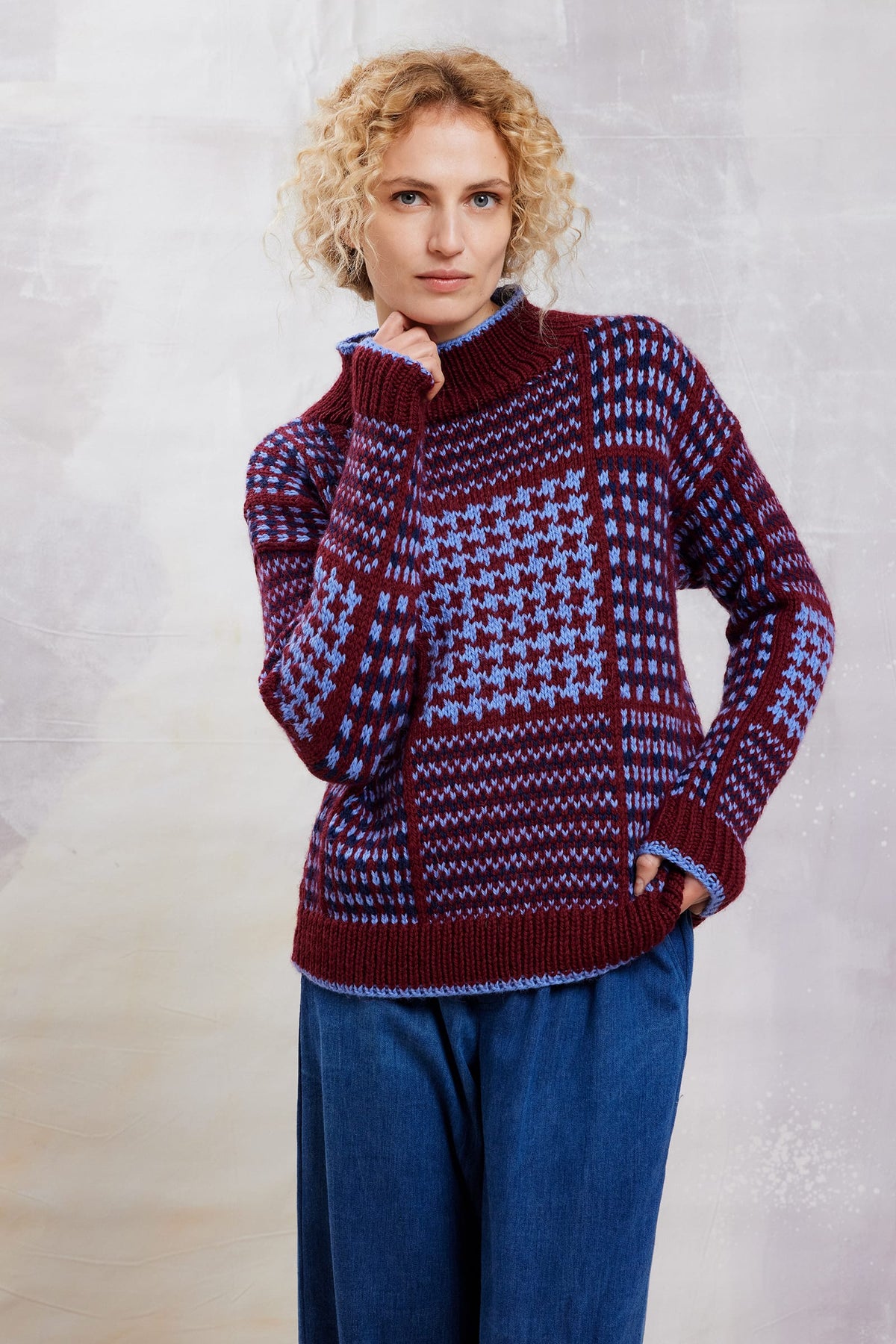 LANGYARNS Kit Knitting Pattern Small - Medium | 8 balls 714.0264 | 5 balls 714.0121 | 3 balls 714.0035 France Sweater Pattern Bundle in Carpe Diem by LANGYARNS | Fatto a Mano 290-067