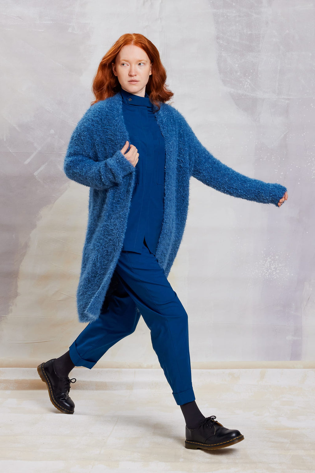 LANGYARNS Kit Knitting Pattern Small - Medium | 8 balls 1186.0010 | 14 balls 1185.0010 Shazia Coat Pattern Bundle in Fluffy & Salsa by LANGYARNS | Fatto a Mano 290-069